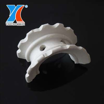 Ceramic Super Intalox Saddle Tower Packing used in the production of sulfuric acid drying towers